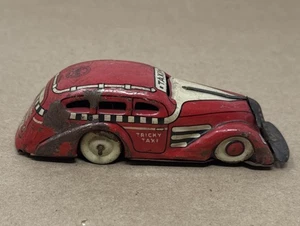 Vintage MARX Aufzieh Blech Litho Spielzeug kniffliges Taxi Auto rot 30er Jahre - Bild 1 von 5