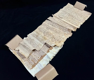 18th Antique Islamic Berber Amazigh Moroccan Arabic Large Scroll Legal Document - Image 1 of 4