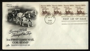 #1907 18c Surrey-Strip of 4, Art Craft FDC **ANY 5=FREE SHIPPING** - Picture 1 of 1