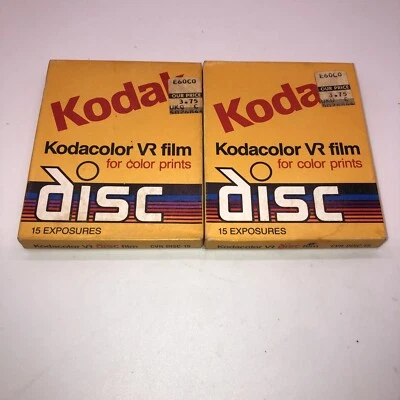 Lot of 2 VTG Kodak Kodacolor VR Film Disc 15 Exposure Packs EXPIRED 1988 ISO 200 - Image 1 of 4