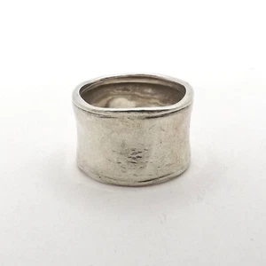 Silpada Sterling Silver Hammered Cuff Rolled Edge Wide Cigar Band Ring R0723 - Picture 1 of 5