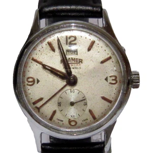 VINTAGE*ROAMER-POINTER DATA*17JEWELS MECHANICAL SWISS MEN'S WATCH*SERVICED*# 57A - Picture 1 of 12