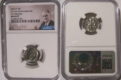 2023 P Roosevelt Dime 10c NGC MS 69 FT Full Torch FIRST RELEASES - Image 1 of 2