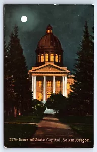 Postcard State Capitol Dome Night View Moon Salem Oregon c1910 Unposted Mitchell - Picture 1 of 2