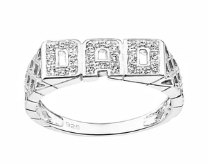 Sterling Silver 925 Stone Set DAD Ring size P to Z+1 Gent's Men's Fathers Day - Picture 1 of 8