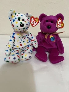 RETIRED VINTAGE TY Beanie Baby New Year 2000  LOT-TY2K the Bear & Millennium NWT - Picture 1 of 8