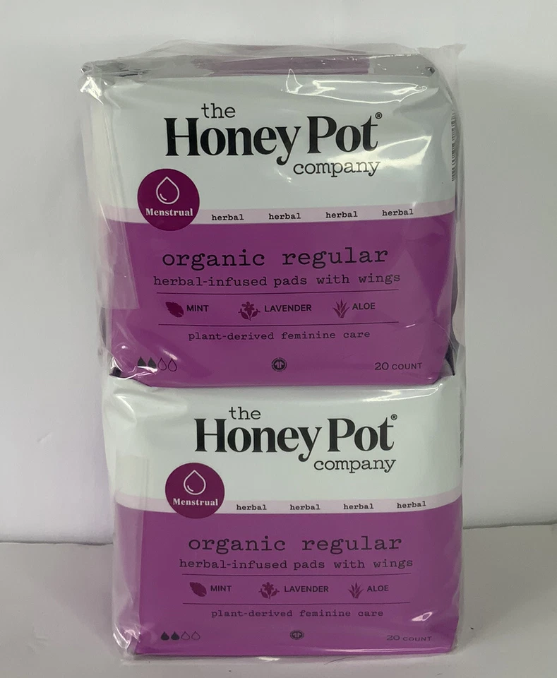 The Honey Pot Organic Regular Herbal-infused Pads With Wings 20 Count