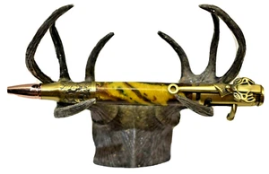 Camo Deer Hunter Pen Hand Turned Alumilite Resin Pewter with Gun Case Handmade - Picture 1 of 10