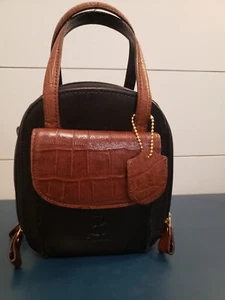 #462 Bellerose Vintage Brown Leather Handbag Purse Compact W/ Many Compartments - Picture 1 of 12