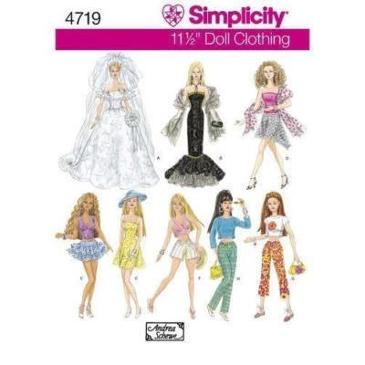 Simplicity Sewing Pattern 4719 Barbie Doll Clothes 11½" Pants Dress Tops Outfits - image 1 of 4