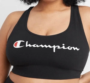 Women's Champion Authentic Sports Bra, Classic Script Logo (Plus Size) Black 2X - Picture 1 of 3