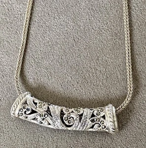 Colgante deslizable de marcaita de plata esterlina 925 de diseñador CFJ de colección con cadena cola de zorro - Imagen 1 de 5