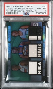 Dwyane Wade Tony Parker Thomas 2007 Topps Triple Threads 1/3 1/1 PSA 8 POP 1 💎