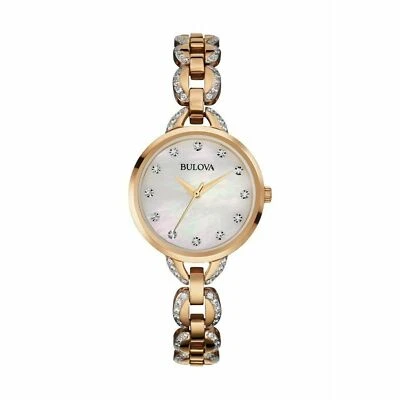 Orologio Bulova Donna 98L207 Accenti Cristallo Quarzo Tono Oro Rosa Bracciale 21mm  - Immagine 1 di 4