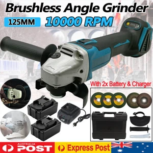 125mm Brushless Cordless Angle Grinder+2 Battery Charger Disc For Makita DGA504Z - Picture 1 of 12