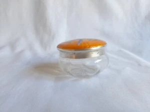 Cut Glass Jar with Guilloche Enamel Top handpainted - Picture 1 of 11