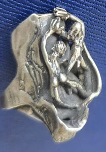VINTAGE BRUTALIST 1970's ALBERT STEEN SIGNED STERLING SILVER RING  - Imagen 1 de 5