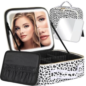 Travel Makeup Bag with 2X3X Magnifying Mirror Portable Makeup Storage Box - Picture 1 of 6