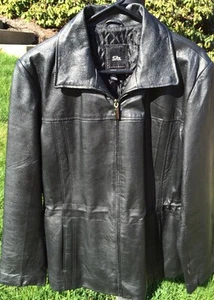Womens G III New York Black Leather Lined Blazer Jacket Coat Size L - Picture 1 of 11