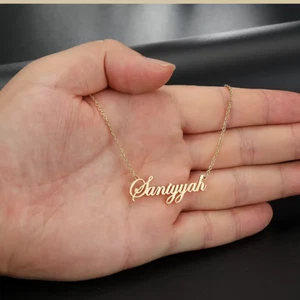 Customized Name Necklace Jewelry Cursive Personalized Pendant Gold Silver Chain - Picture 1 of 5