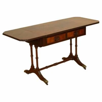  LOVELY VINTAGE FLAMED MAHOGANY EXTENDING DROP LEAF SIDE END TABLE - Image 1 of 4