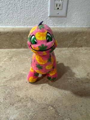 Neopets Disco Chomby Plush Dinosaur Keyquest Pink Green Yellow Jaks Pacific 2008 - Image 1 of 2