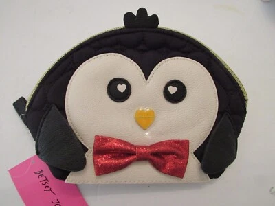 NWT Betsey Johnson multi color PVC /fabric cosmetic penguin bag - Image 1 of 4