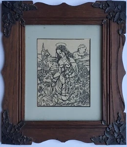 Gráfico grabado en madera Madonna tulipán norte de Alemania Wilhelm Tegtmeier 1925 seda - Imagen 1 de 11