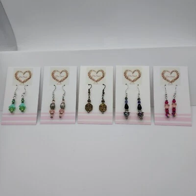 Lote de 5 pares de pendientes hechos a mano, elementos Swarovski, vidrio pulido al fuego,  Foto 1 de 4