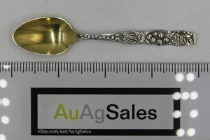 Towle, No.13 ~ Demitasse Spoon 3⅞" Sterling Silver/Gold Wash, Floral Fruit Berry - Picture 1 of 4