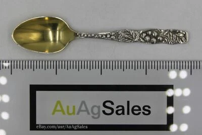 Toalla, No.13 ~ Cuchara Demitasse 37/8" plata esterlina/oro lavado, baya de fruta floral Foto 1 de 4