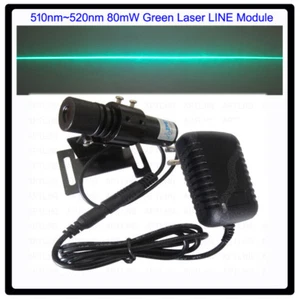 Módulo LÍNEA láser verde industrial 510nm ~ 520nm 80mW/con adaptador de corriente y soporte - Imagen 1 de 9