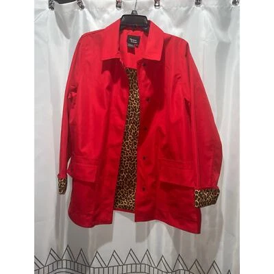 Dennis Basso rojo con forro de leopardo para mujer talla mediana Foto 1 de 4