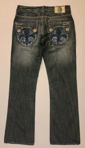 Neu ohne Etikett Laguna Beach Jeans Damen Gr. 33 hergestellt in den USA Y2K Vintage Baggy Totenkopf 42536 - Bild 1 von 16
