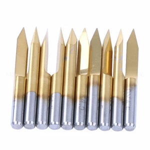 10x Titanium Coated Carbide PCB Engraving CNC Bit Router Tool 30 Degree 0.2mm - Picture 1 of 5