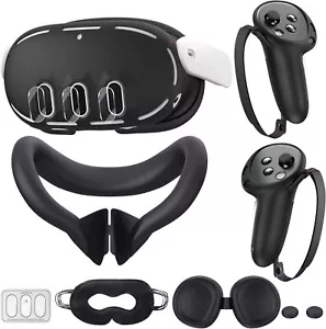 Silicone Cover Compatible with Meta/Oculus Quest 3 Accessories, VR Black - Picture 1 of 6