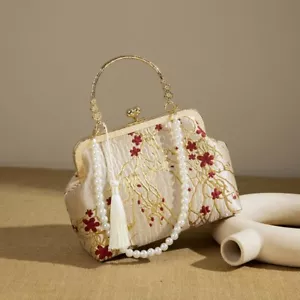 Borsa da banchetto ricamata catena Cheongsam fiori di prugna borse a tracolla riunione - Foto 1 di 12