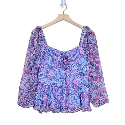 French Connection Womens M Hallie Peplum Halter Top in Placid Blue NEW - Image 1 of 4