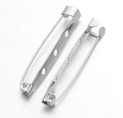 Brooch Making Craft Jewellery Safety Pin Silver 6mm x 40mm button hole wedding  - Image 1 of 4