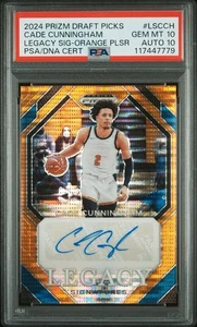2024 Prizm Draft Cade Cunningham Legacy Auto /49 ORANGE PULSAR PSA 10 - Picture 1 of 2