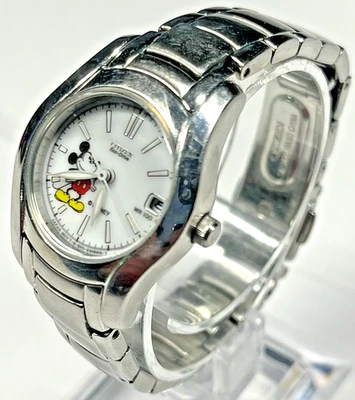 Relógio Citizen Eco-Drive E011-S015502 Mickey Mouse prata 25mm totalmente funcional. - Imagem 1 de 4