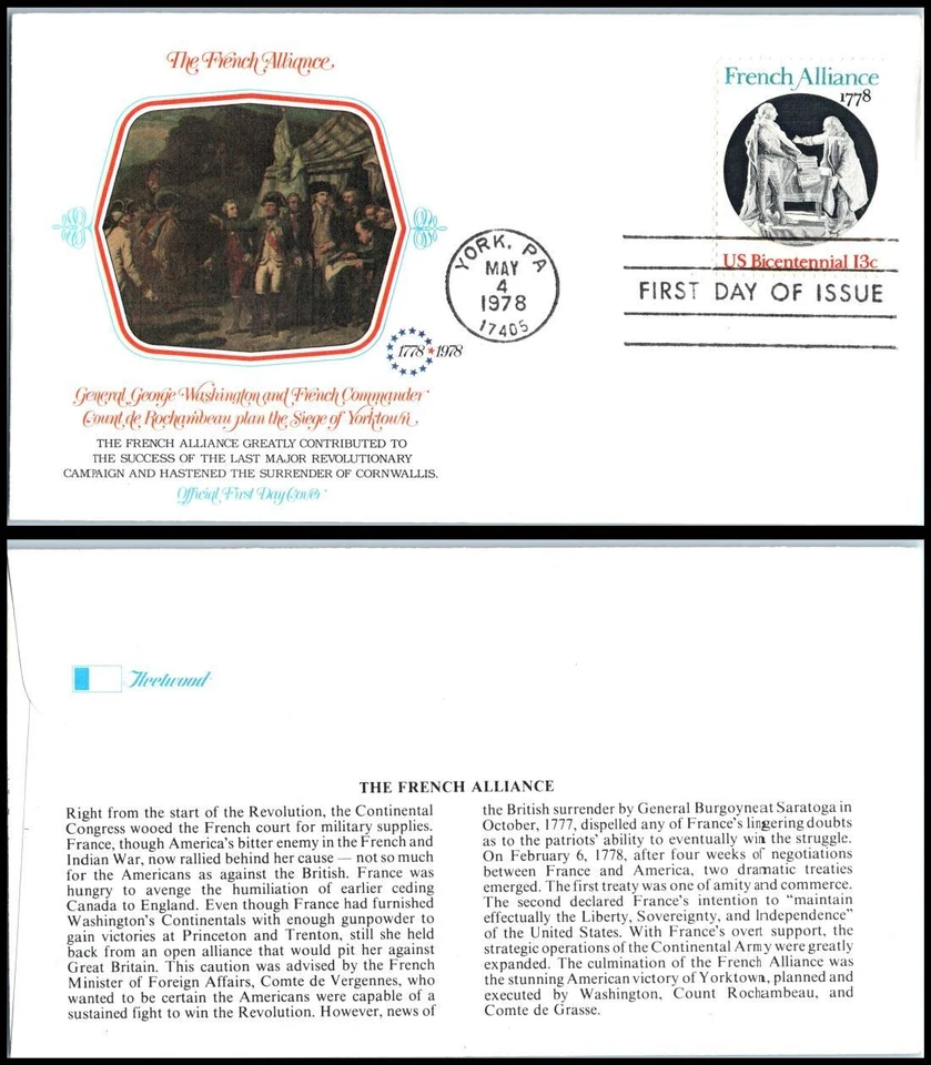 1978 French Alliance Franklin 13c Sc 1753 FDC with Fleetwood cachet York PA (T1 - Image 1 of 1