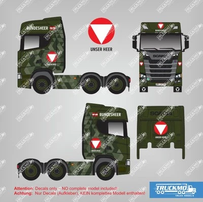 TRUCKMO DECALPRINTING TRUCKMO Decals Österreichs Bundesheer Scania CS20HD 100781 1:87 Herpa Modelle