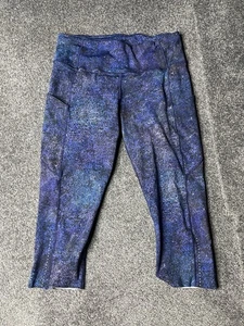Lululemon Fast and Free Crop II Womens CAN 10 AUS 14 Interconnect Blue Tight 18” - Foto 1 di 16