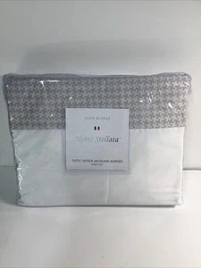 Notte Stellata 300TC SATEEN Queen Bettwäsche weiß mit Jacquard Made in ITALY - Bild 1 von 2