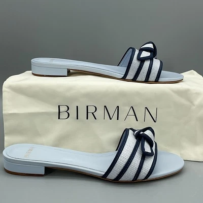 NEW Alexandre Birman Women’s Bow Raffia Slide Sandals Serene Blue Size 6 - Image 1 of 4