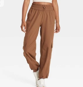 JoyLab Damen Mid-Rise Woven Cargo Drawstring Cinched Hose Gr. L Braun Jogger - Bild 1 von 17