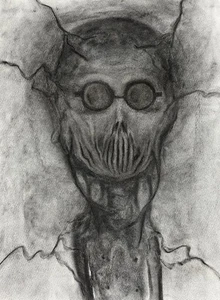 “ Illegal alien“ charcoal drawing cyberpunk heavyweight paper COA - Picture 1 of 2