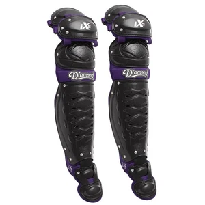 Diamond iX5 Intermediate Baseball Catcher's Leg Guards - Black/Purple - Picture 1 of 1