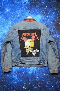 Vintage Levis Jacke Herren Medium Denim Buffalo kariert gefüttert Metallica Patch 40 - Bild 1 von 13